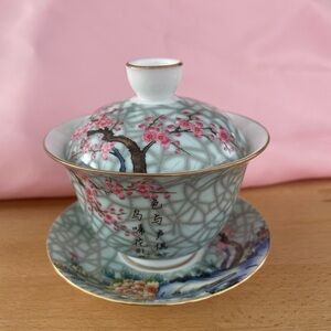 White and Pink Cherry Blossom tea cup set